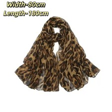 Women's Leopard Print Scarf Large Voile Shawl Wrap Soft Lightweight Fashion