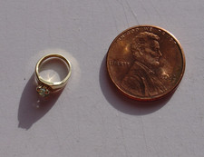 Vintage Tiny 14K Yellow Gold Lt Blue Topaz Color Stone Baby Ring Pendant Charm