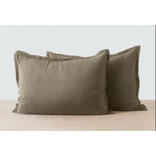 The Citizenry Stonewashed Linen Sham – Standard Size – Olive – New with Tags