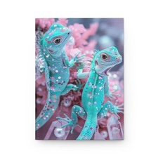 Cyan Silver Spot Lizards Hardcover Journal  Cute Gift  Fun Stocking Stuffer