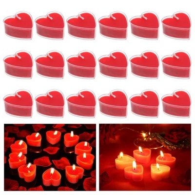 Ensemble de 18 Bougie Coeur Rouge, Bougie Coeur Bougies Romantiques - Photo 1/4