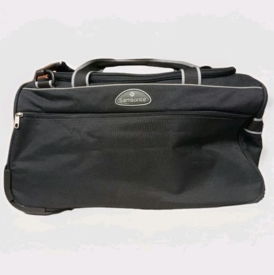 Samsonite schwarz & grau Streifen Roll Seesack Reisetasche Teleskopgriff Rollen