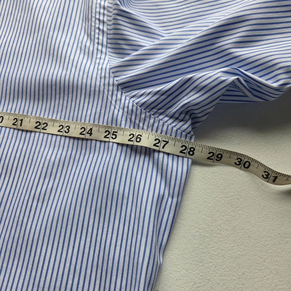 Camisa Ralph Lauren Yarmouth 18 36/37 Azul Blanco Rayas Oxford 100% Algodón Foto 4 de 4