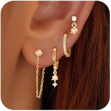 Small Pearl Stud Hoop Earrings for Women Hypoallergenic Dainty Earring Stacks