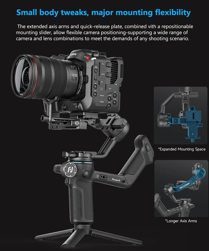 Feiyu SCORP 3 Kit 3-Axis Gimbal Stabilizer w/ AI Tracking & Detachable Handle - Image 2 of 4