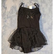 Freestyle Danskin Girls 7/8 Black Ballet Leotard Tutu Dance Dress Costume