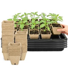 100 Pcs Square Nursery Pots with Seed Starter Tray, 2.6 Inch Plastic Pots