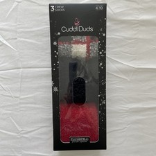Cuddl Duds Holiday 3 Pack Plushfill Crew Socks Shoe Size 4-10 Red/Black/Plaid