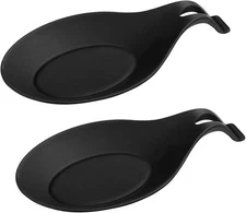 Black Silicone Spoon Rest 2 Set HEAT RESISTANT, EASY TO CLEAN, 