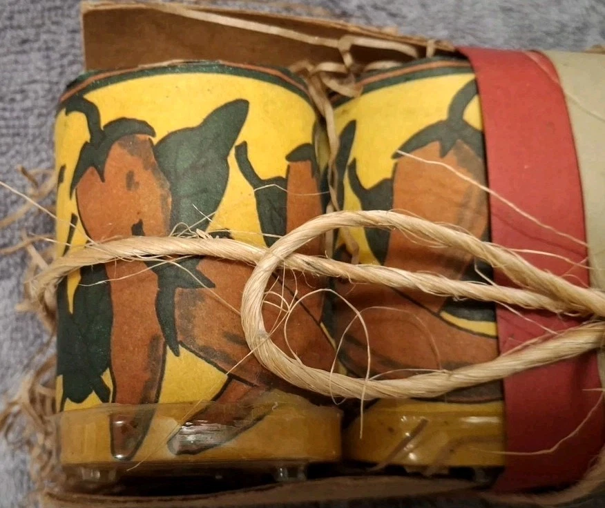 🌶️ Velas Votivo Hechas a Mano Papel Mexicano Envueltas 4x Pimientos Jalapeños Foto 2 de 4