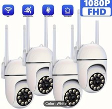 4-Pack White PTZ Wi-Fi Security Cameras 1080P...