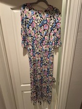 RIXO Lucile Multicolor Floral Print Midi Dress Size M/US 8 NWOT Free Shipping