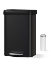 Poubelle de cuisine 50 L en acier inoxydable ouverture à pédale mains libres