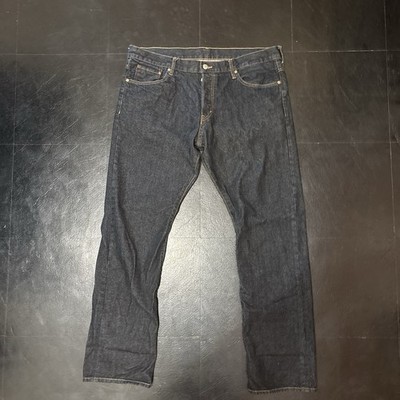 H&M Men's Blue Dark Wash Straight Regular Fit Mid Rise 5-Pocket Denim Jeans