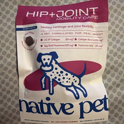 Native Pet Hip + Joint Mobility Care 60 Air Dried Chews For Dogs Vet Formulated