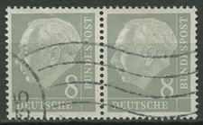 Bund 1954 Th. Heuss I Bogenmarken 182 x W waagerechtes Paar Wellenstempel
