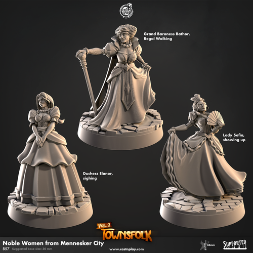 Noble Women | Dungeons and Dragons D&D 28-32mm Tabletop Townspeople Miniatures - Afbeelding 5 van 8