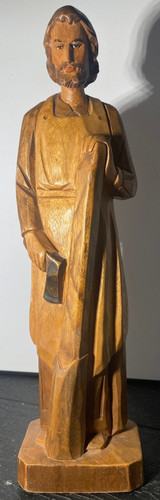 *** VINTAGE WOOD SAINT JOSEPH THE CARPENTER STATUE FROM NUNS CONVENT 12.125"