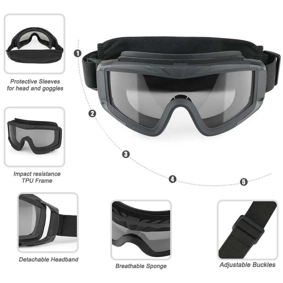 xaegistac Airsoft Goggles Tactical Safety Goggles Anti Fog Military