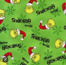 Dr.Suess, The Grinch, Christmas Fabric -Cotton 1 yd BTY So Cute Green FastShip