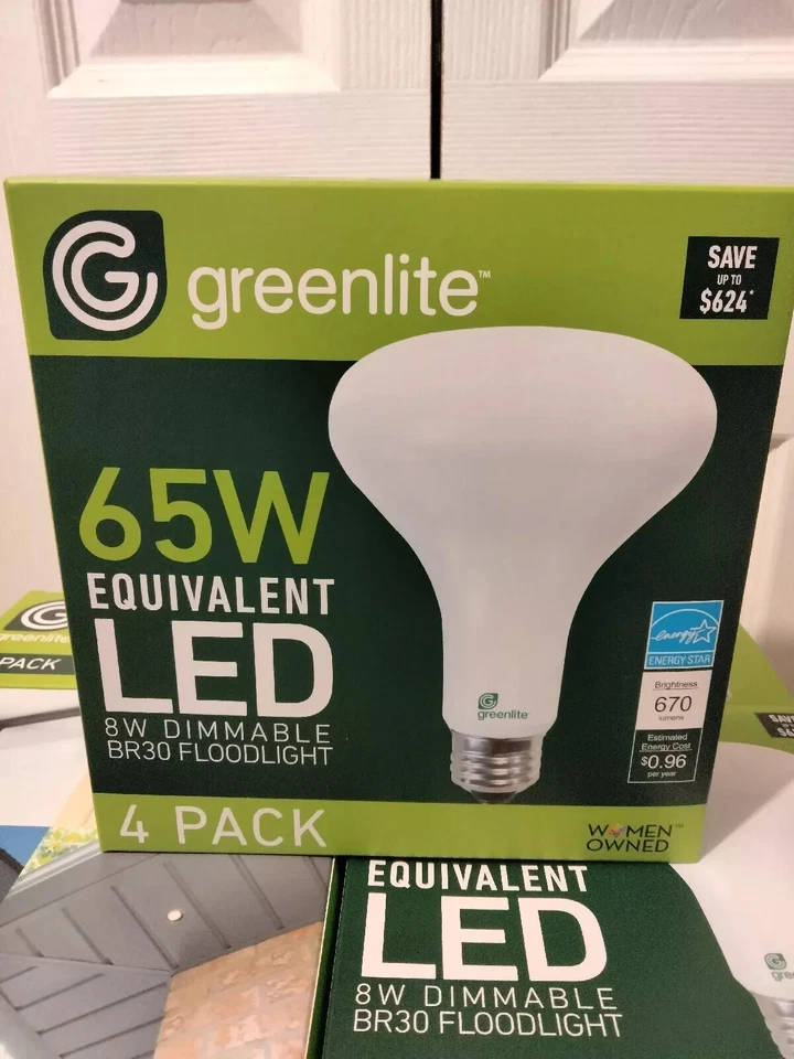 Greenlite BR30 LED Floodlight Bulbs 4-Pack – 65W Equivalent 3000K Dimmable - Image 2 of 3