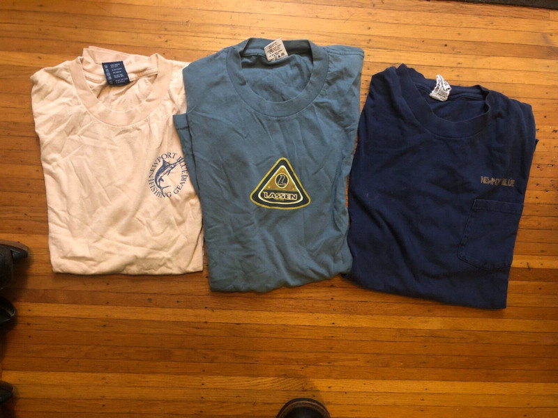 Men's Lassen Newport Blue Hawaii Surfer California Fishing T-Shirts Large