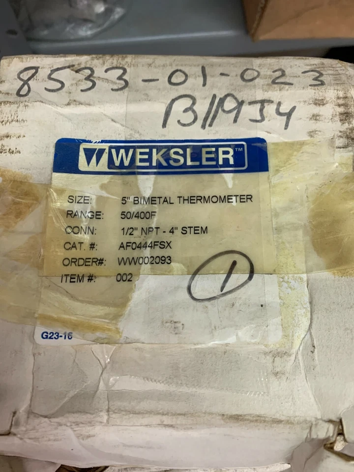 NEW WEKSLER 5" 50/400F. BIMETAL THERMOMETER AF0444FSX - Image 2 of 4