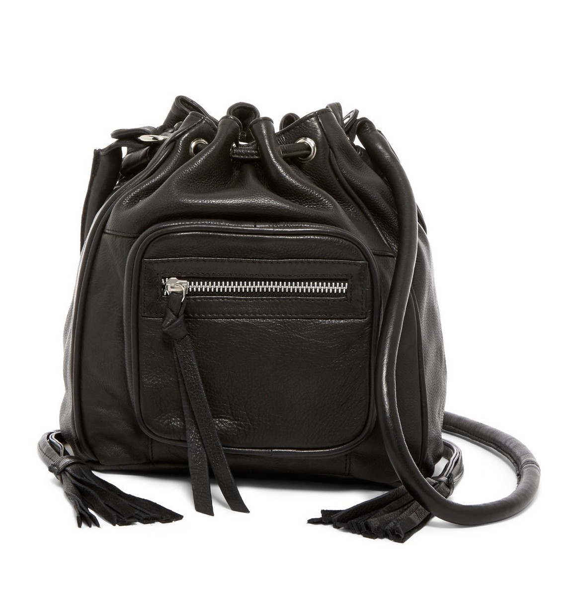 NEW ANTHROPOLOGIE $188 DAY MOOD BLACK LEATHER ROSE BUCKET BAG