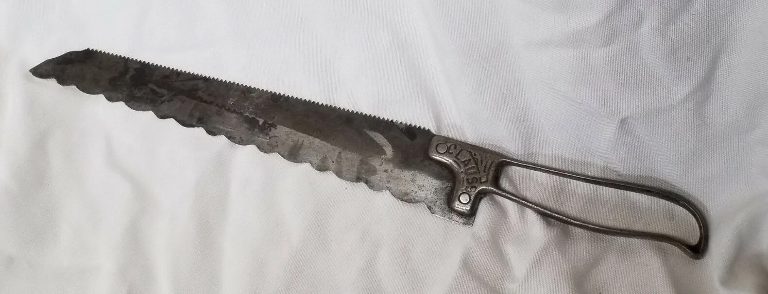 Antique Clauss 14.5" Double Edged Serrated Kitchen Knife Freemont, Oh 1887-1919