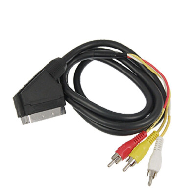 1x 1.5m Scart Male to RCA Triple 3 x Phono Cable Composite Audio Video Adapter