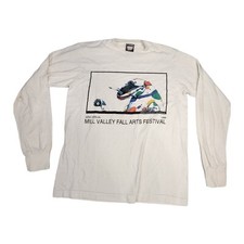 Vtg Lisa Herscheleb Horse Art Long sleeve T Shirt single stitched made in USA