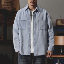 Hot Mens Casual Work Denim Shirt Long Sleeve Button Down Shirts Regular Tops