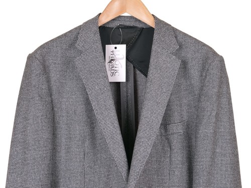RECENT Hugo Boss Gray Houndstooth Brushed Flannel Wool Blazer Coat Jacket 42 R - Picture 2 of 10