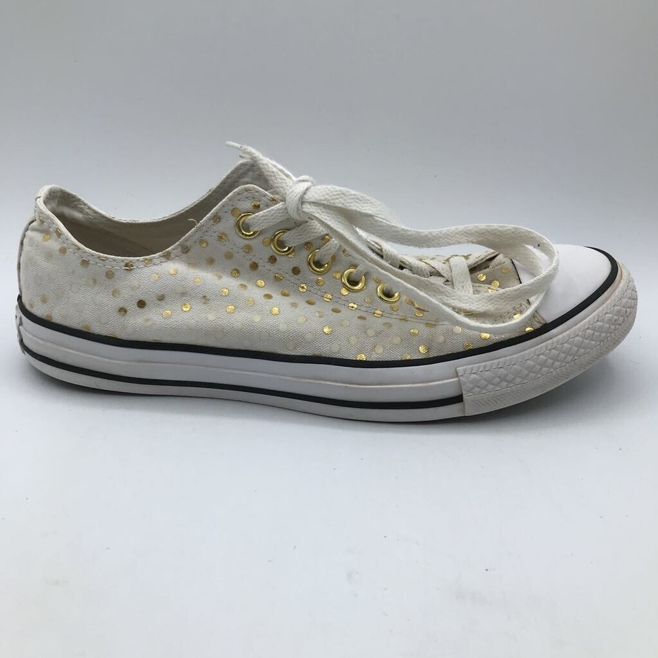 converse gold polka dot