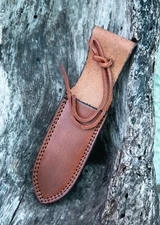 Handmade Top Grain Brown Leather Sheath, 15" Overall, Fits Blades to 5-7/8" Max