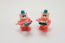 Vintage TOMY Wind Up Toy Pink Pigs 2 With Xylophone Not So Grand Band 1980s