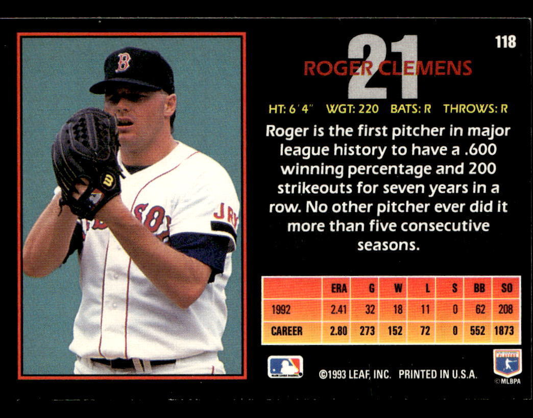 Roger Clemens 1993 Triple Play Card #118 Boston Red Sox | eBay