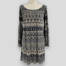 R Rouge Dress Womens Long Bell Sleeve Bohemian Printed Off The Shoulder Casual S
