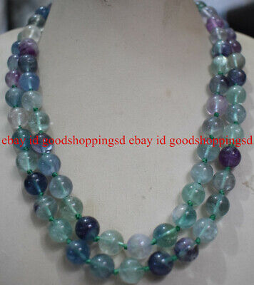 Fashion Natural 10mm Multicolor Fluorite Beads Gem Necklace Bracelet Earring set