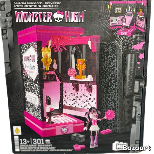 Mega Monster High Action Figure Building Set Draculaura's Boo-k Crypt 301 Pieces