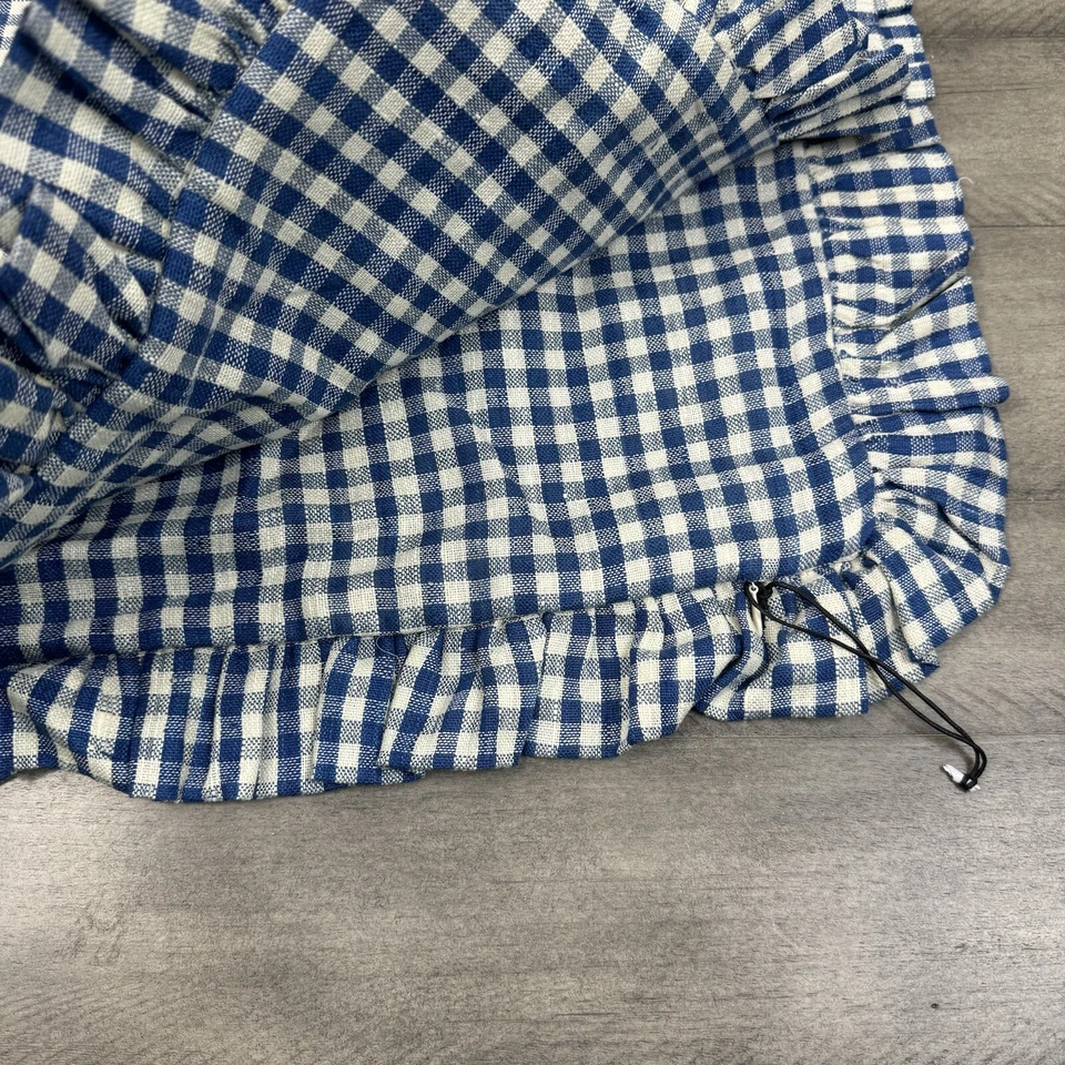 "Funda de almohada West Elm Heather Taylor Home azul a cuadros con volantes multi 14""x36"" nueva sin etiquetas" Foto 3 de 4
