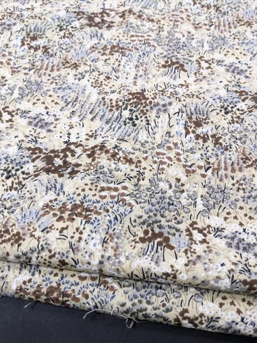 Vintage Sewing Fabric Brown Floral Print 70's Earth Tones Nature Print 5 Yard - Picture 4 of 9