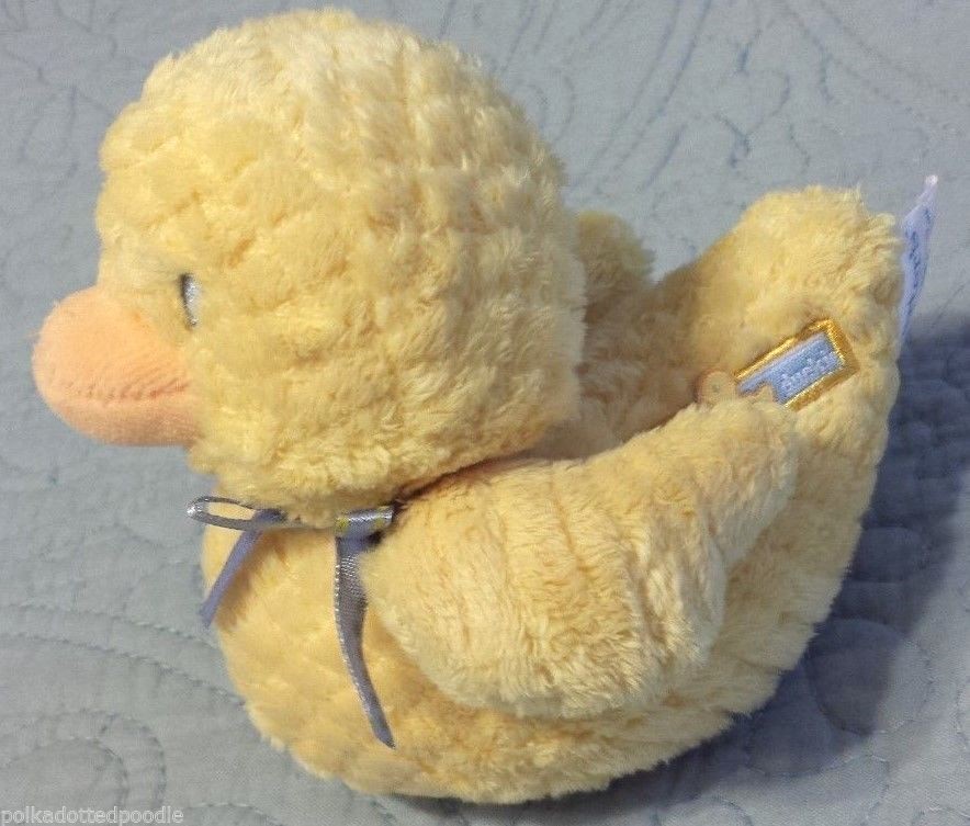 Carter's Prestige Yellow Duck Chick Baby Rattle stuffed plush bow Orange Toy