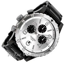 NIXON A486-180 48-20 CHRONO MENS BRAND NEW BLACK SILVER TONE WATCH-FAST DELIVERY