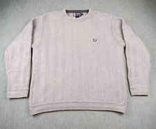 Vintage Chaps Ralph Lauren Sweater Knit Mens Medium Gray Herringbone Long Sleeve