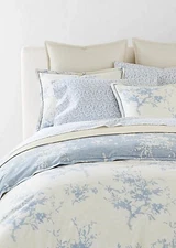Ralph Lauren Reversible Eva Duvet Cover Set 3 Pc.  Full/Queen Cream/Blue $385