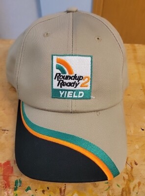 Roundup Ready 2 Yield Farm Hat Ball Cap Beige Adult Strapback Farmer Trucker 