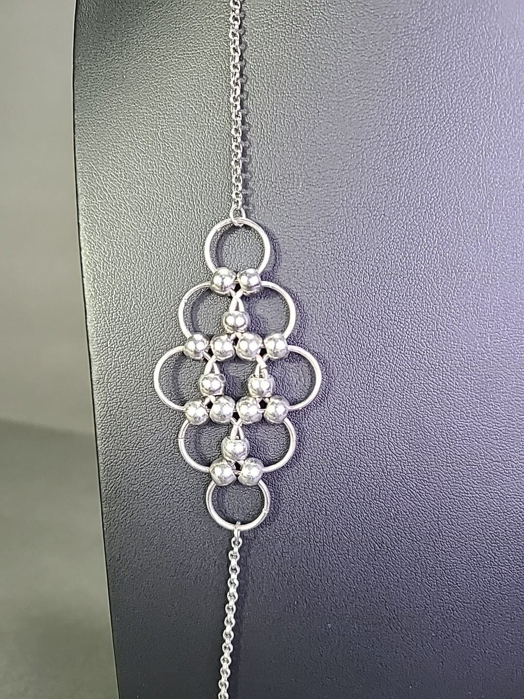 Interlocking Circles Silver Tone Multiple Flowers… - image 2