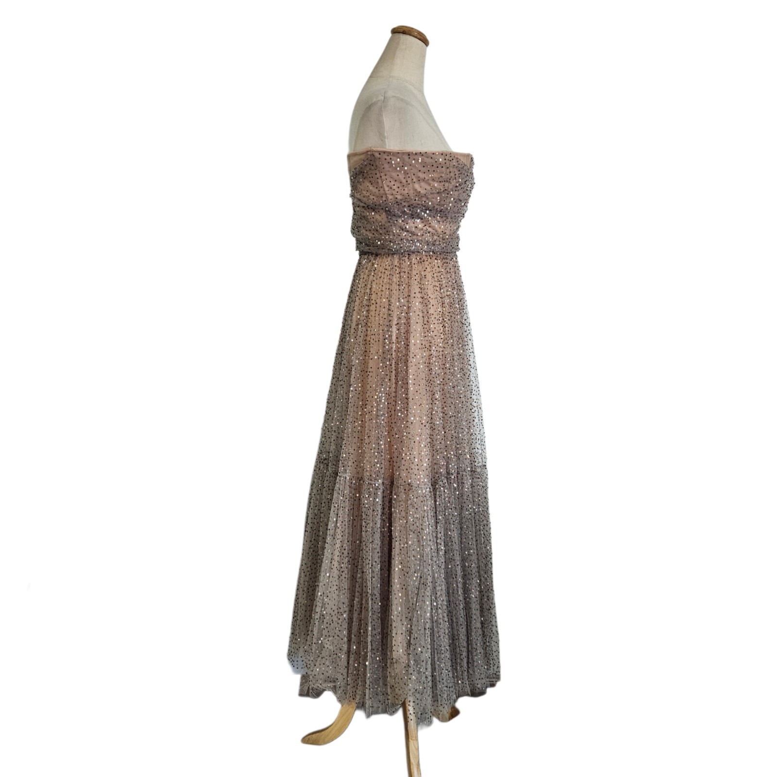 Christian Dior Beige Glittery Sequin Embellished Tulle Gown image 4