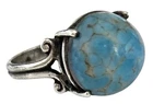 VINTAGE Sterling Silver Bullet Cut Cabochon Prong Set HUBBELL GLASS Ring~SZ 7.5